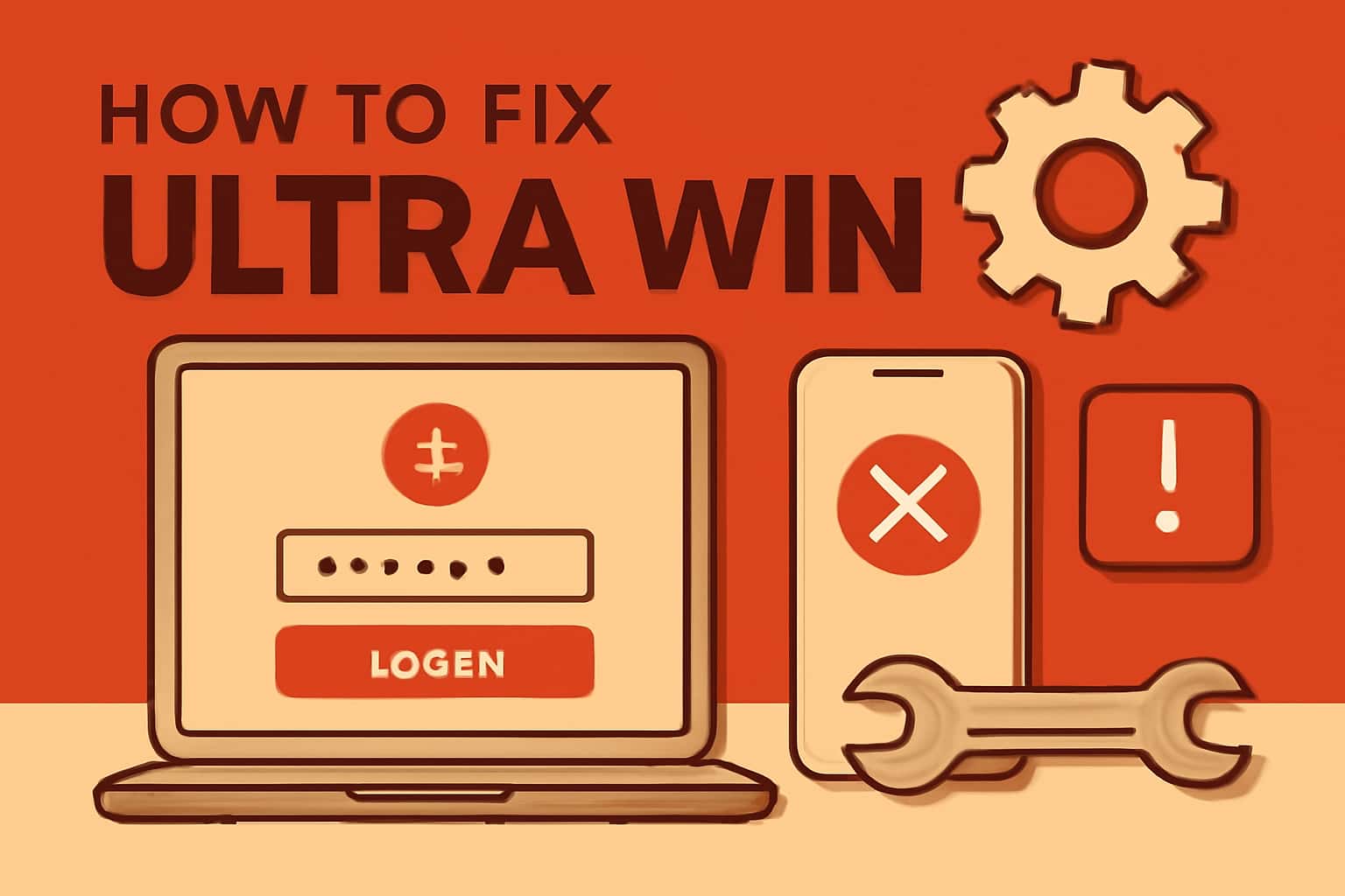 A visual representation of troubleshooting login issues for Ultra Win, showcasing technical elements.