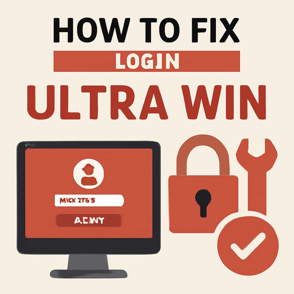 An educational diagram illustrating steps to fix Ultra Win login issues.