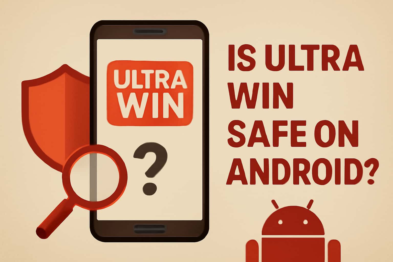 An informative visual representation of the Ultra Win app showcasing safety features for Android users.