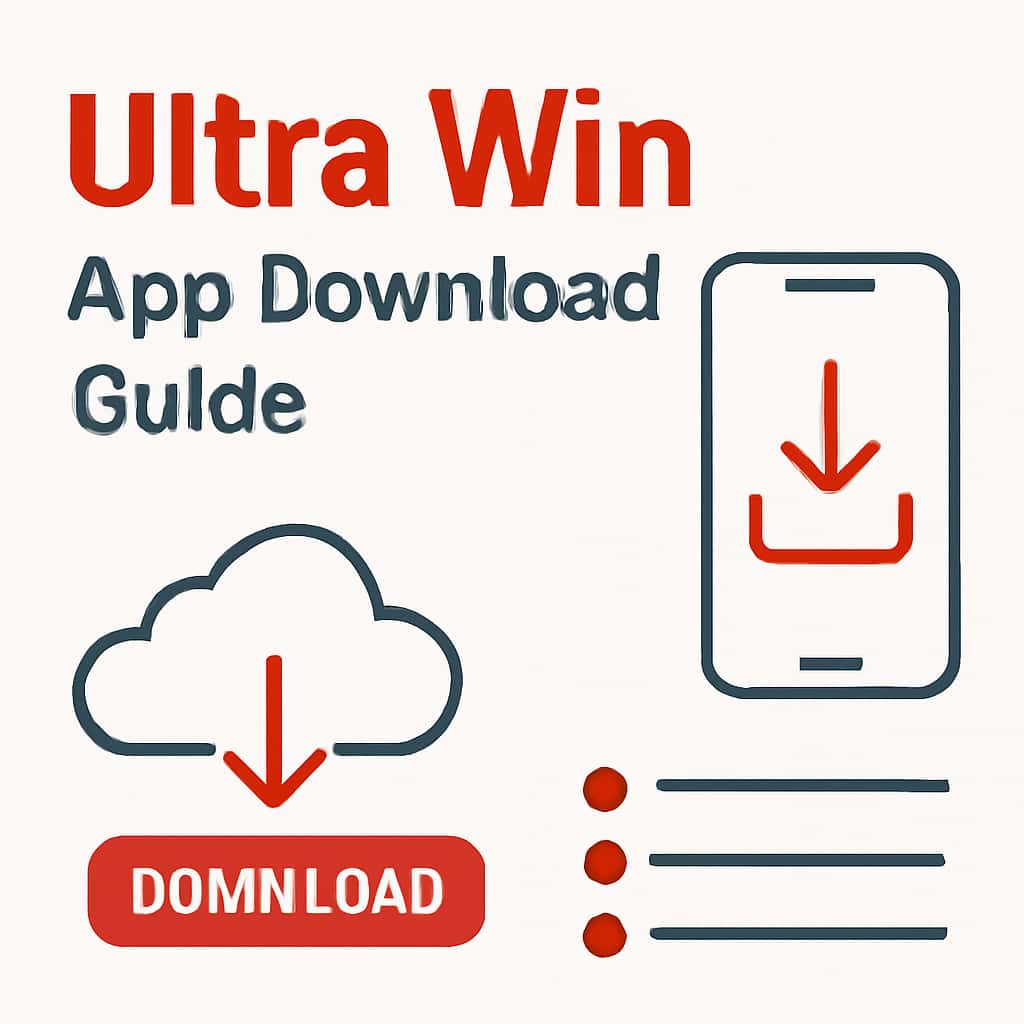 Illustration detailing the steps to download the Ultra Win app.
